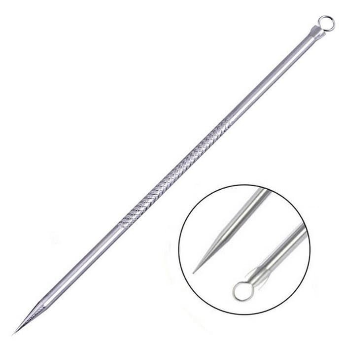 Pinset Alat Pencetan Pembersih Komedo dan Jerawat 2in1 Pencet Jarum Pin Set Cleaner Komedo Jerawat F