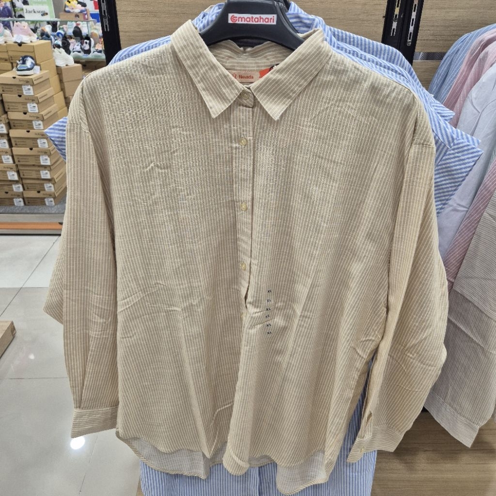 NEVADA Kemeja strip wanita new arrival size S-XL