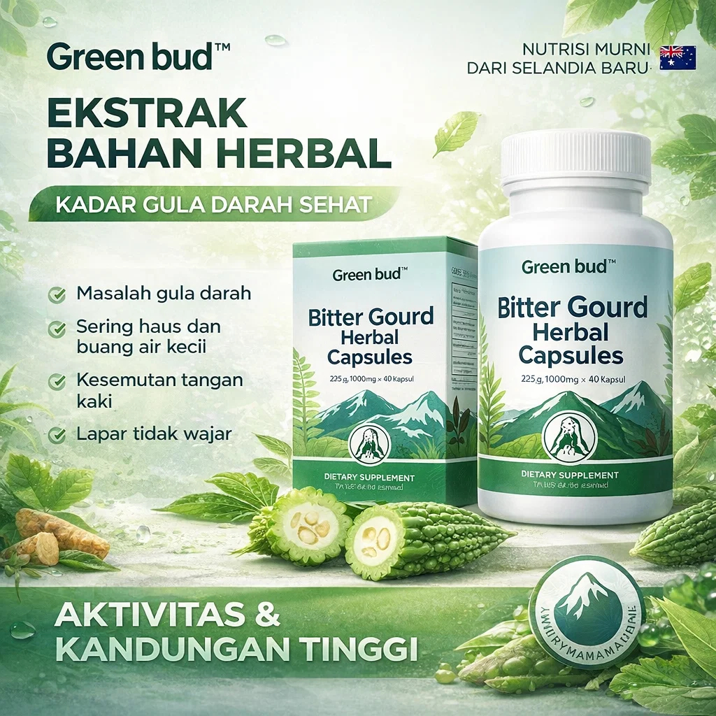 [COD/GRATIS ONGKIR] Suplemen Kapsul Penurun Gula Darah Alami -Green Bud Bitter Gourd/ Pengontrol Dia