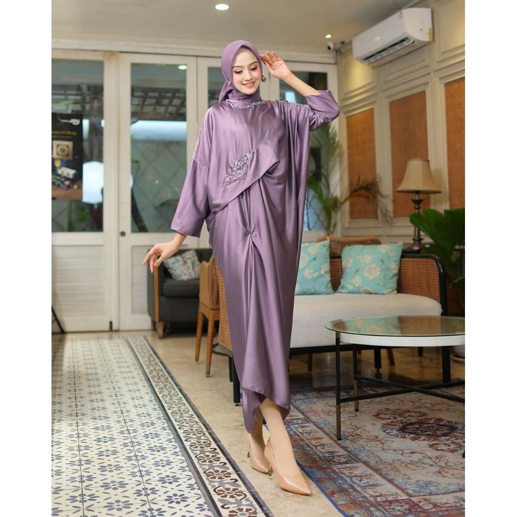 gamis kaftan wisuda lebaran Cantika semisutra premium khanza