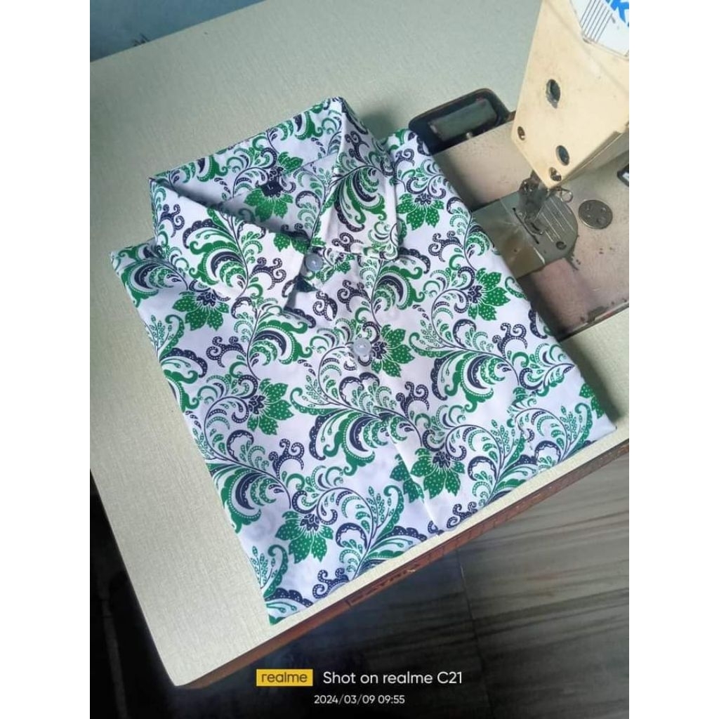 SERAGAM BATIK SEKOLAH LENGAN PANJANG SMP SMA MOTIF BUNGA KEMUNING