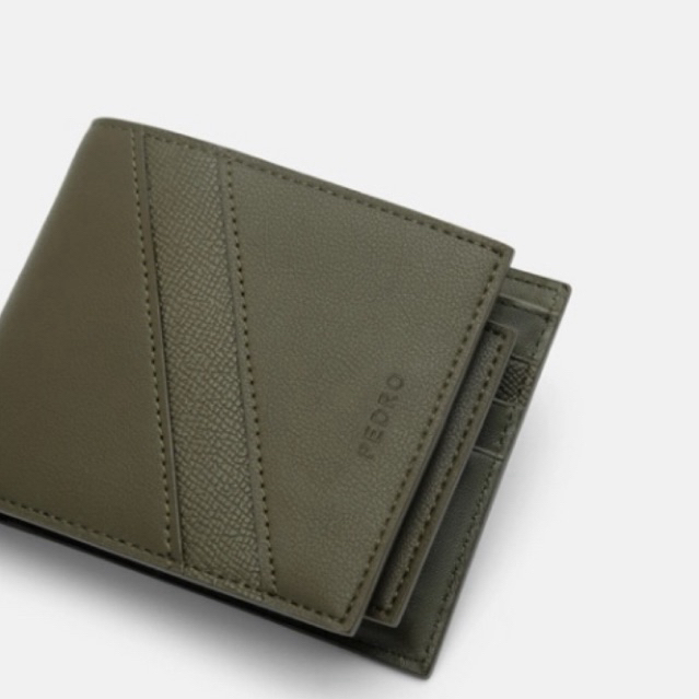Dompet Pedro Leather Bi-Fold Wallet with Insert Military green exclusive Pedro ORI dompet pria gift