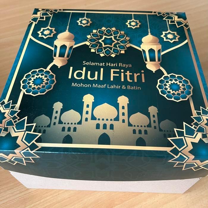 5 Pcs Dus Kue Motif Biru Masjid Edisi Lebaran Ukuran 25x25x10 Cm