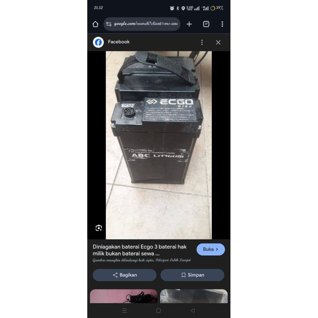 Baterai ECGO 3 (motor listrik/sepeda listrik)