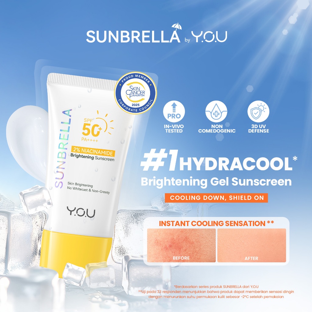 YOU Sunbrella 2% Niacinamide Brightening Sunscreen Cooling Sunscreen Sunscreen Sensasi Dingin Sunscr