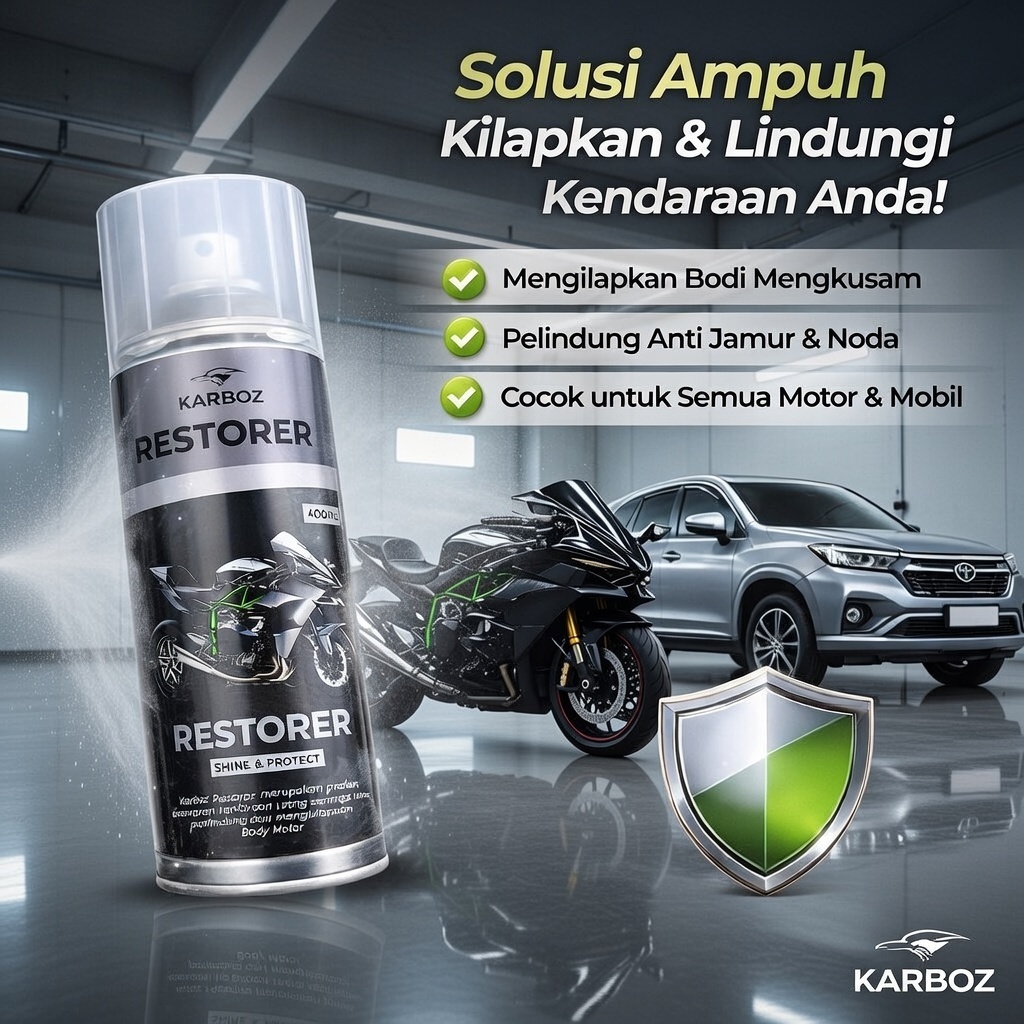 karboz - restorer body motor back glow cat hitam motor