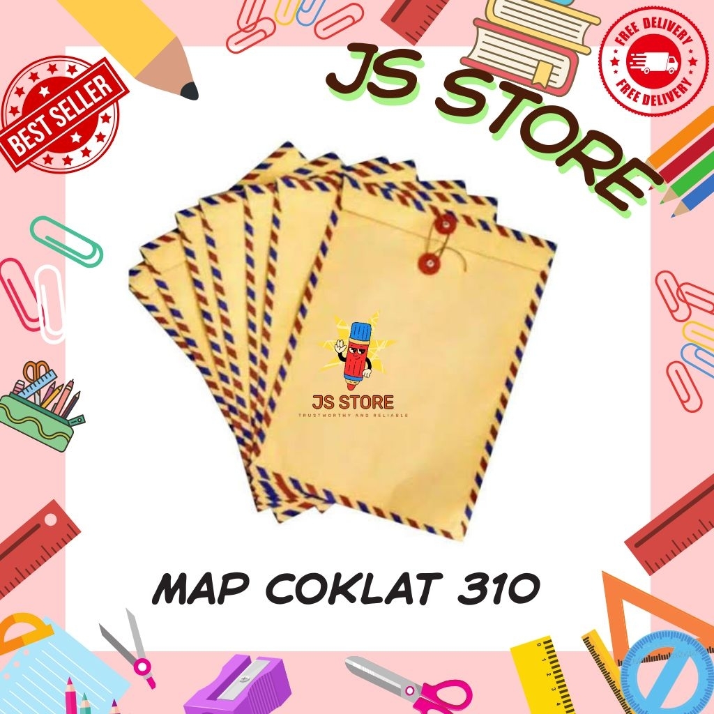 (10Lbr) Map Amplop Coklat Tali 310 / Map Coklat Untuk Lamaran Kerja / Amplop Tali Airmail