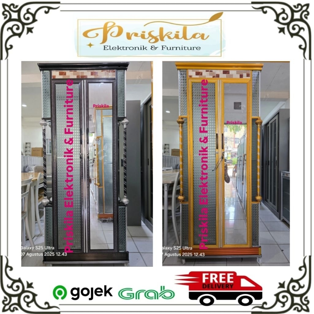 Lemari Pakaian Aluminium 2 Pintu | Priskila Elektronik Furniture Palembang | Lemari Pakaian Aluminiu