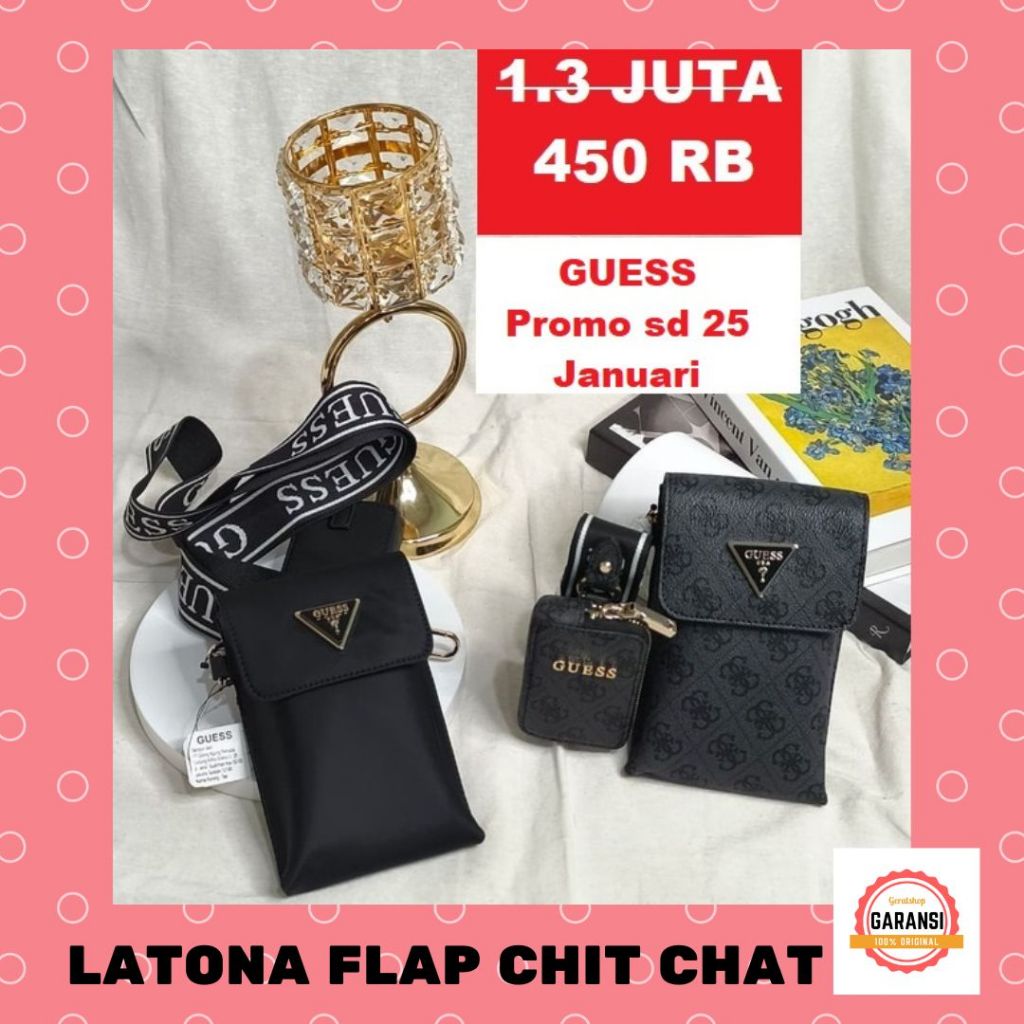Tas sling bag Guess seri LATONA FLAP CHIT CHAT 100% Original Store