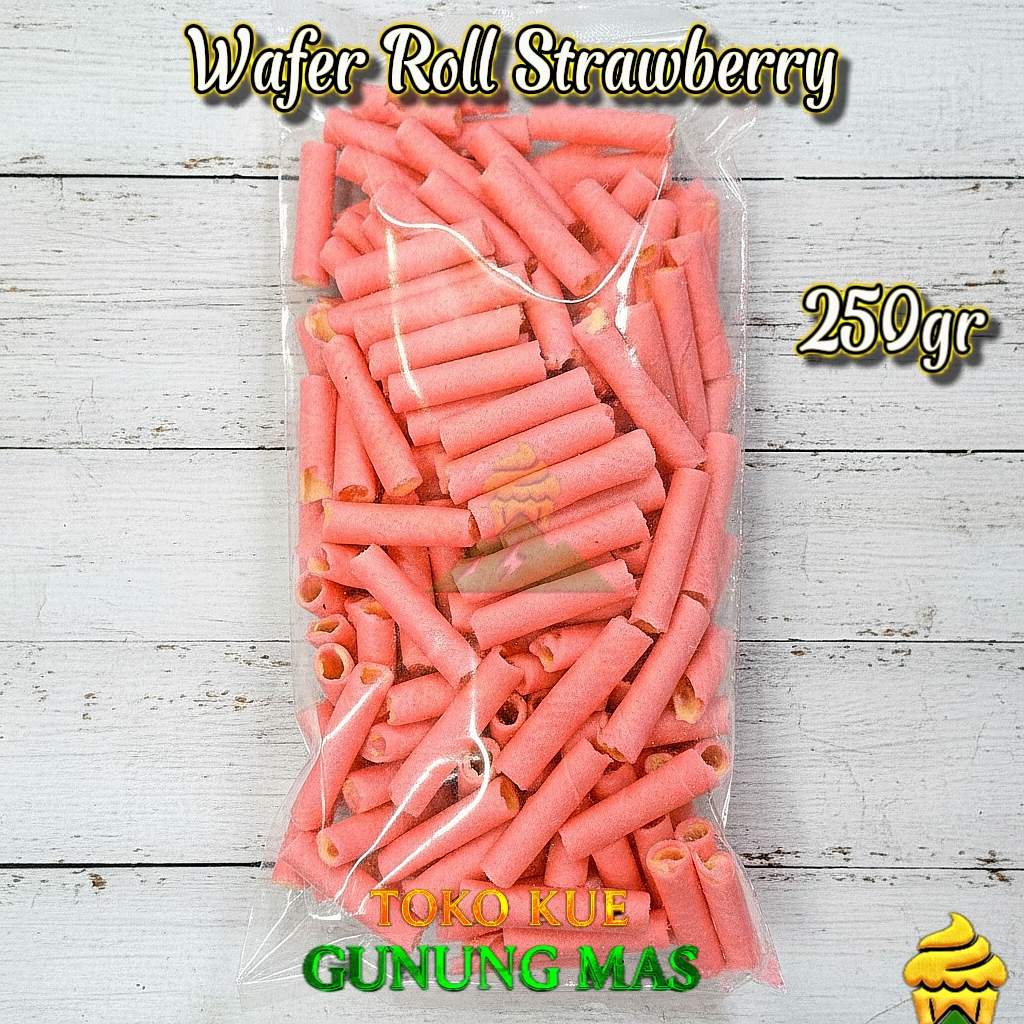 WAFER STIK MINI STRAWBERRY 250 GR/ WAFER ROLL STROBERI/ KILOAN