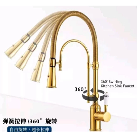 FF Keran Air Bambu Antik Klasik Eropa - Kran Wastafel Cuci Muka Mewah Gold/Bronze