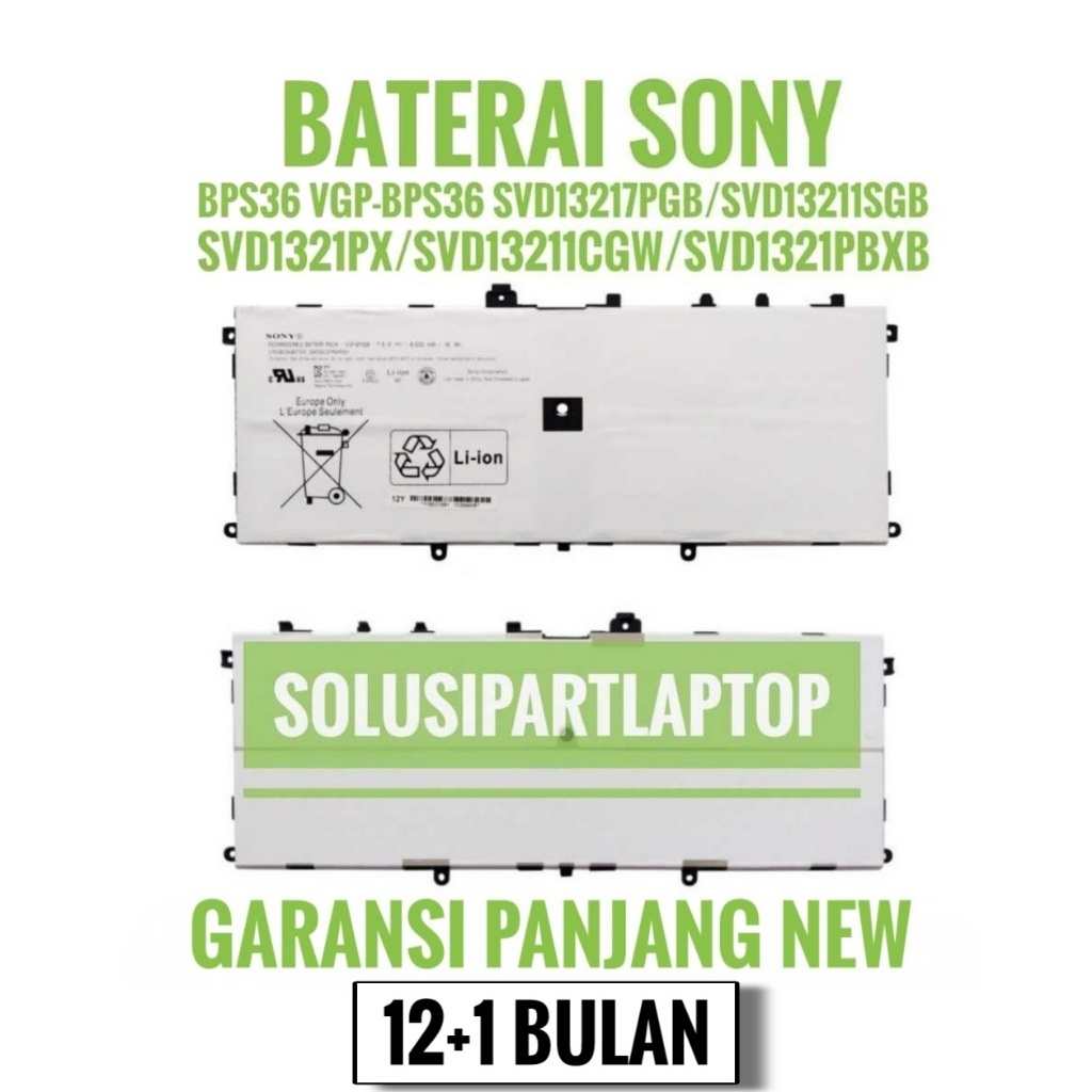 Baterai Battery SONY VAIO Duo 13 Touch 13.3 SVD132 BPS36 VGP-BPS36