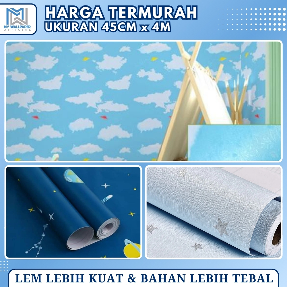 Wallpaper Salur Biru Bintang Wallpaper Kamar Tidur Anak Laki Laki Wallpaper Garis Biru Minimalis