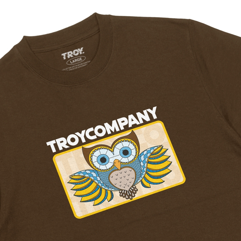Troy Company Tshirt Toffee Owl Abstract - Kaos Lengan Pendek Kaos Coklat Toffee MTD 2955