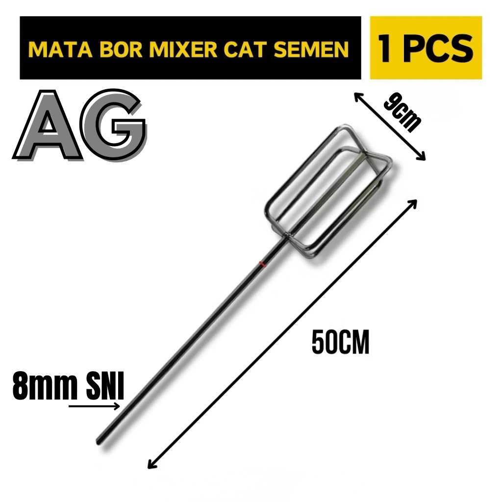 MATA BOR MIXER PENGADUK CAT / SEMEN BESI BEHEL 8MM SNI, PANJANG 50cm