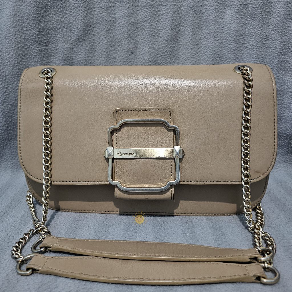 Tas Bampo Kulit Asli Khaki Shoulder Sling Bag