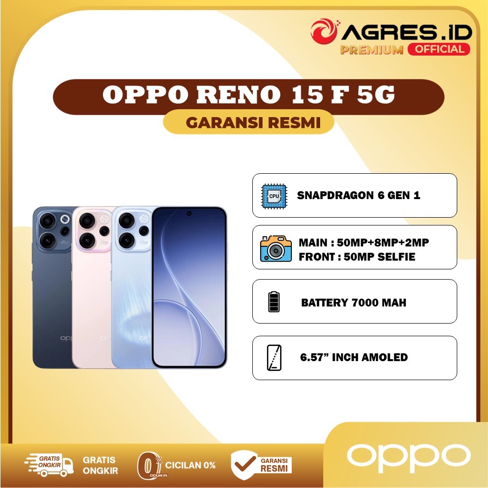 OPPO Reno 15 F 5G 8GB/128GB I 8GB/256GB I 12GB/256GB Garansi Resmi OPPO Indonesia