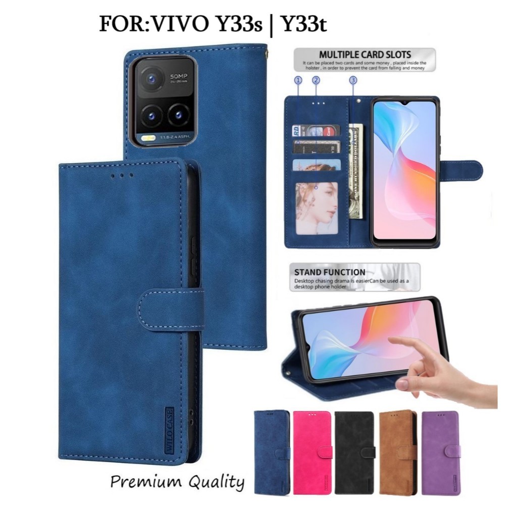 VIVO Y33s | Y33t Leather Flip Cover Walet Case Kulit Case Wallet Leather Flip Case