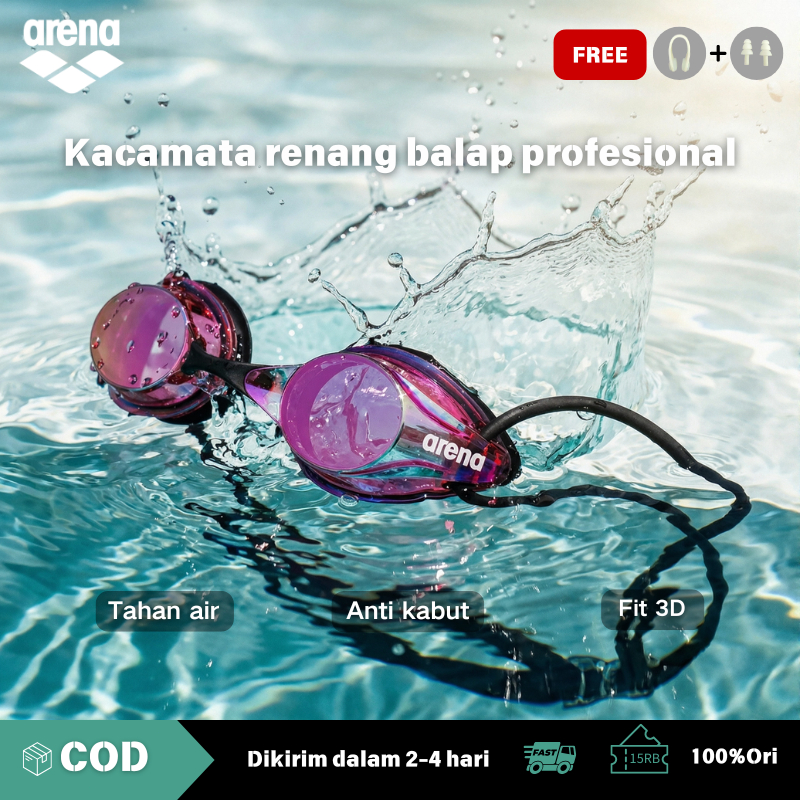Arena Kacamata Renang Profesional Turnamen  HD Tahan Air Anti Kabut Cocok untuk Pria & Wanita