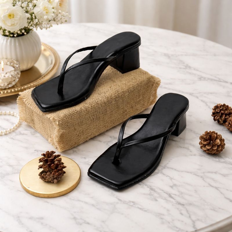 Sendal Heels Tali Wanita Hak Tahu 5CM Warna Hitam Cream Mocca Toska Pesta Kondangan Nyaman