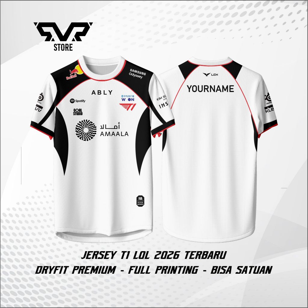 Jersey T1 LOL 2026 Terbaru Baju Kaos T1 LCK 2026 Gratis Custom Nickname