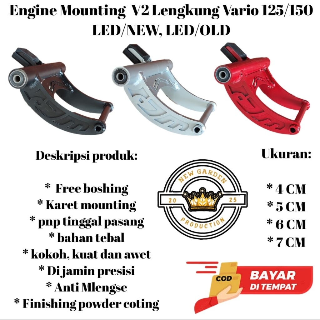 Engine Mounting V2 LENGKUNG, VARIO 125/150 cc, LED/NEW, LED/OLD Model Terbaru