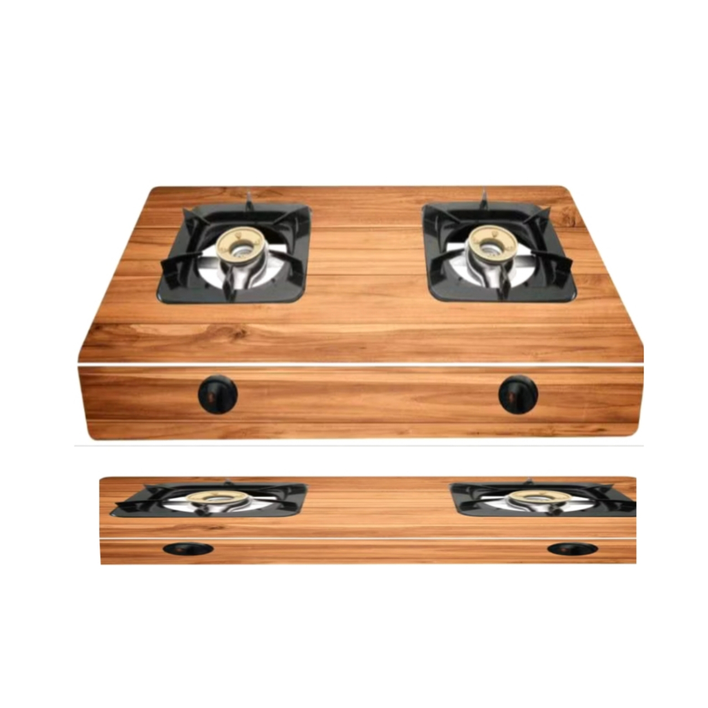 STIKER KKOMPOR GAS 2 TUNGKU MOTIF KAYU JATI