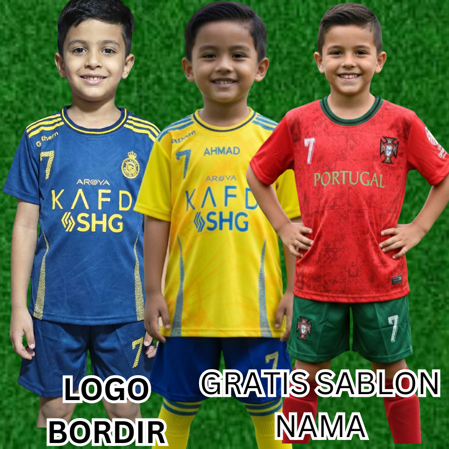 baju bola anak ronaldo portugal/baju bola ronaldo/baju al nassr/baju portugal anak usia 5-12thn