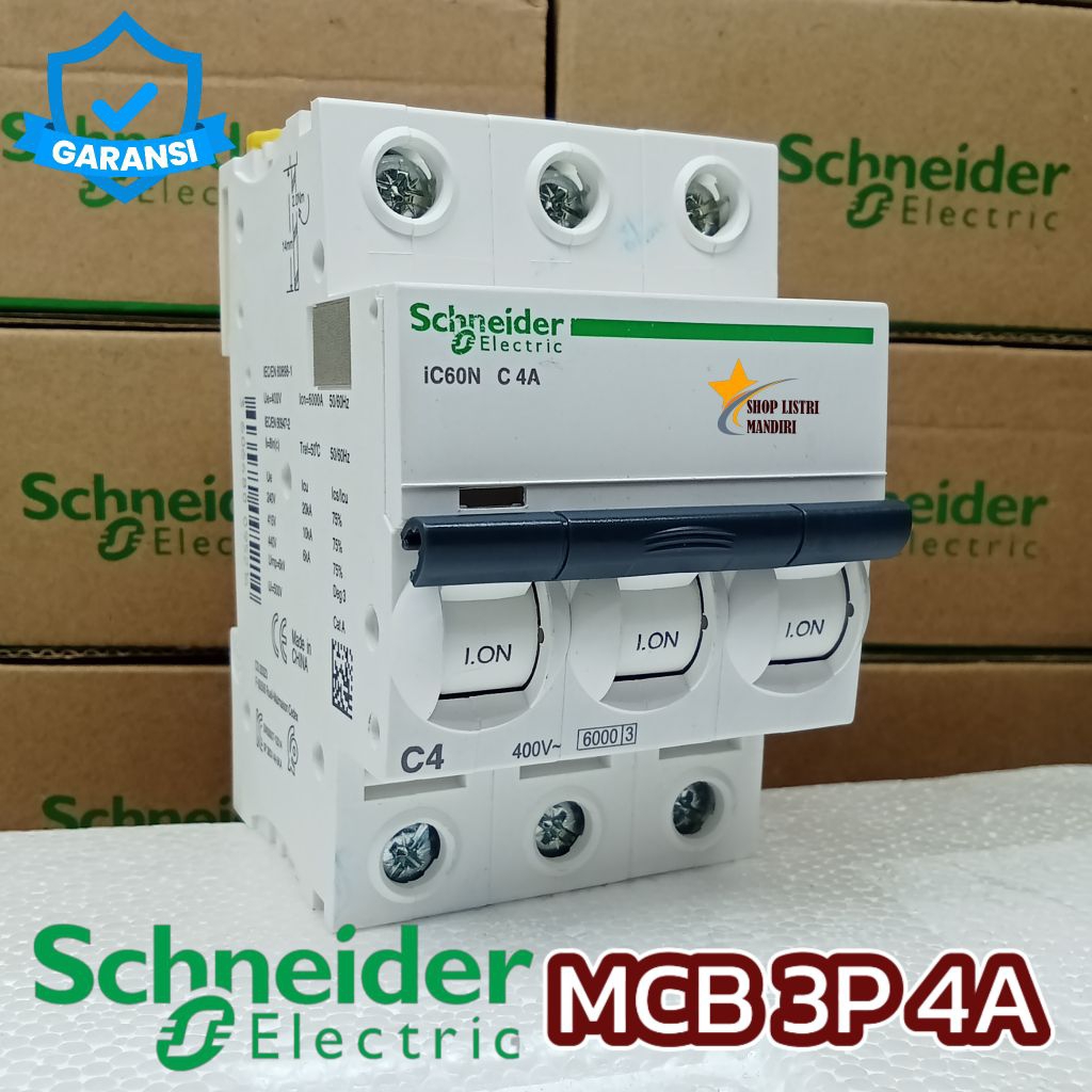 Mcb 3p 4a Schneider ic60n Acti9 A9f74304 Mcb 3phase c4 original
