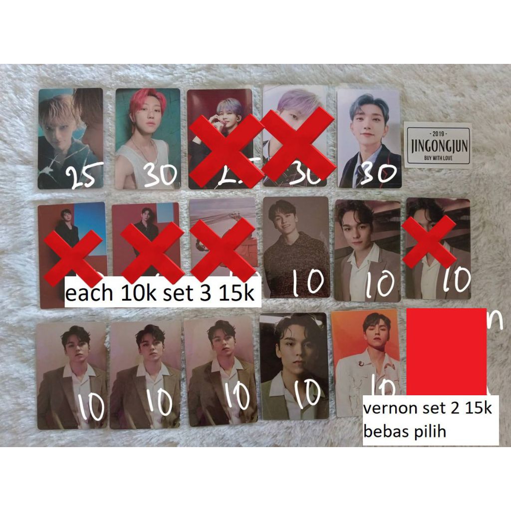 (BACA DESKRIPSI) Seventeen photocard 
t. ina pob bene pc jun the8 minghao jeonghan joshua vernon min