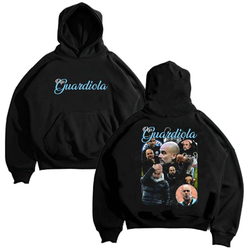 Psycho Crucify "Pep Guardiola" Hoodie Boxy Black Oversize | Hitam | Jaket | Hoodie Band | Hoodie Maf