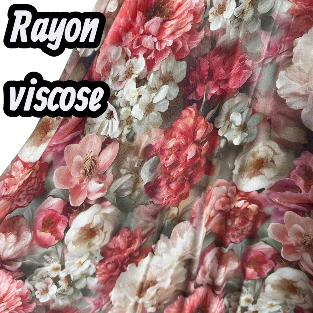 kain katun rayon viscose - rayon motif flowerd - rayon meteran
