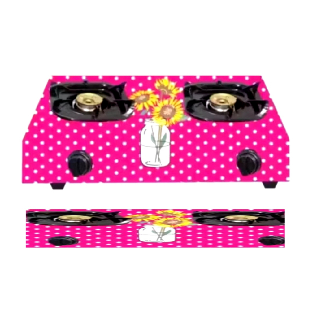 STIKER KOMPOR 2 TUNGKU MOTIF KEMBANG POLOS