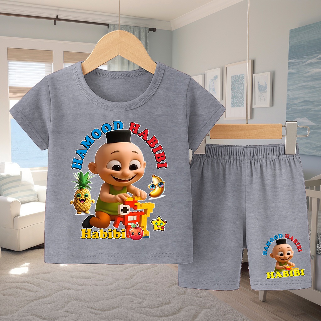 Baju Anak Gamba Habibi Setelan Pendek Anak Cewek Cowok Usia 1-10 Tahun