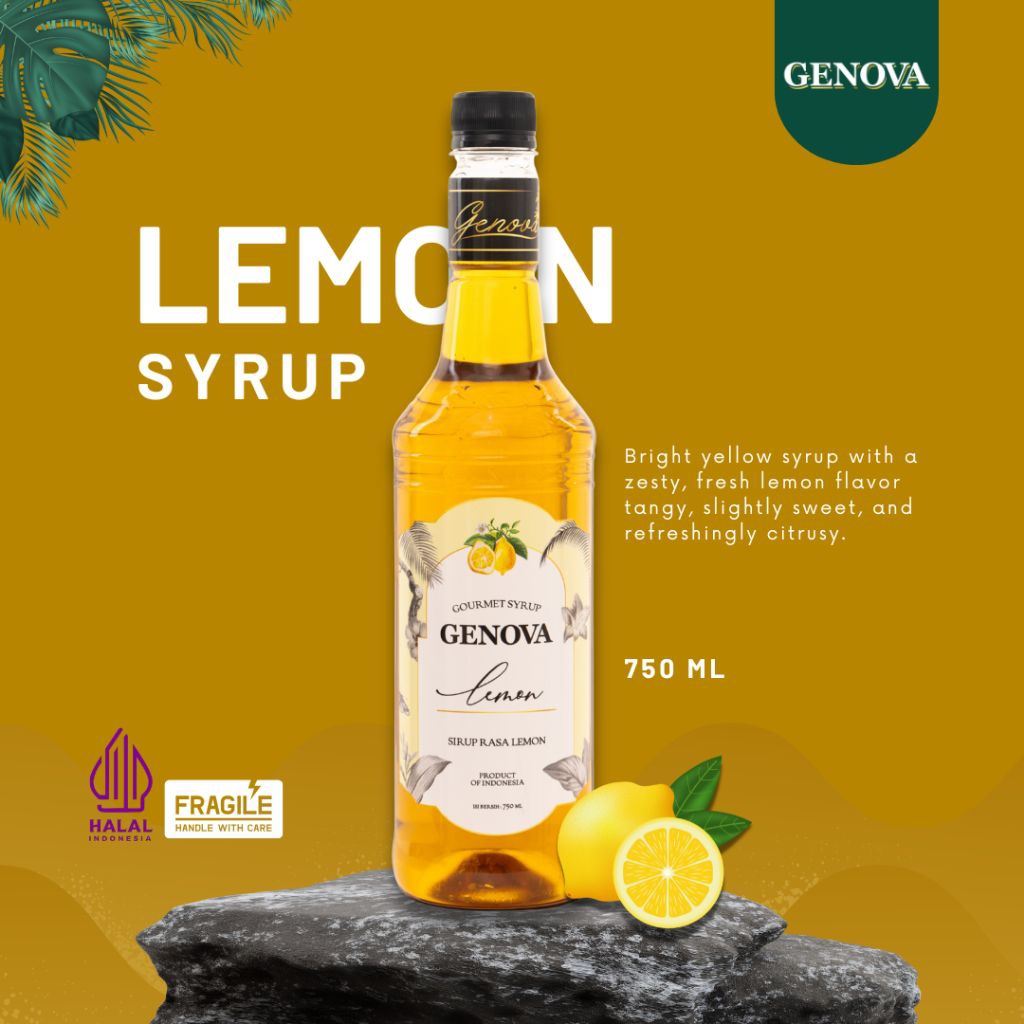 Genova syrup lemon 750ml - Sirup Genova Rasa jeruk Lemon - Genova Syrup