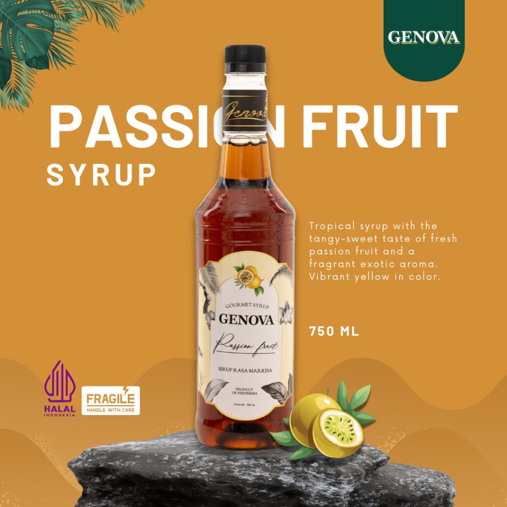 Genova syrup passion fruit 750ml - Sirup Genova Rasa Buah markisah - Genova Syrup