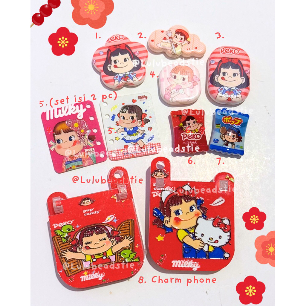 manik akrilik pekko milky gado peko charm bandul ganci hp