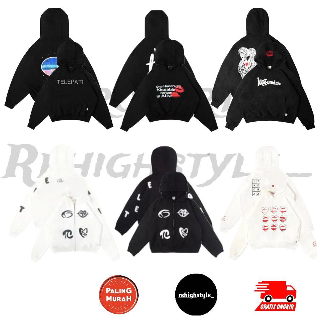 HOODIE BOXY TELEPATI INITIAL / TELEPATI 100% KISSES / TELEPATI ILY SPECIAL VALENTINE / TELEPATI CLUB