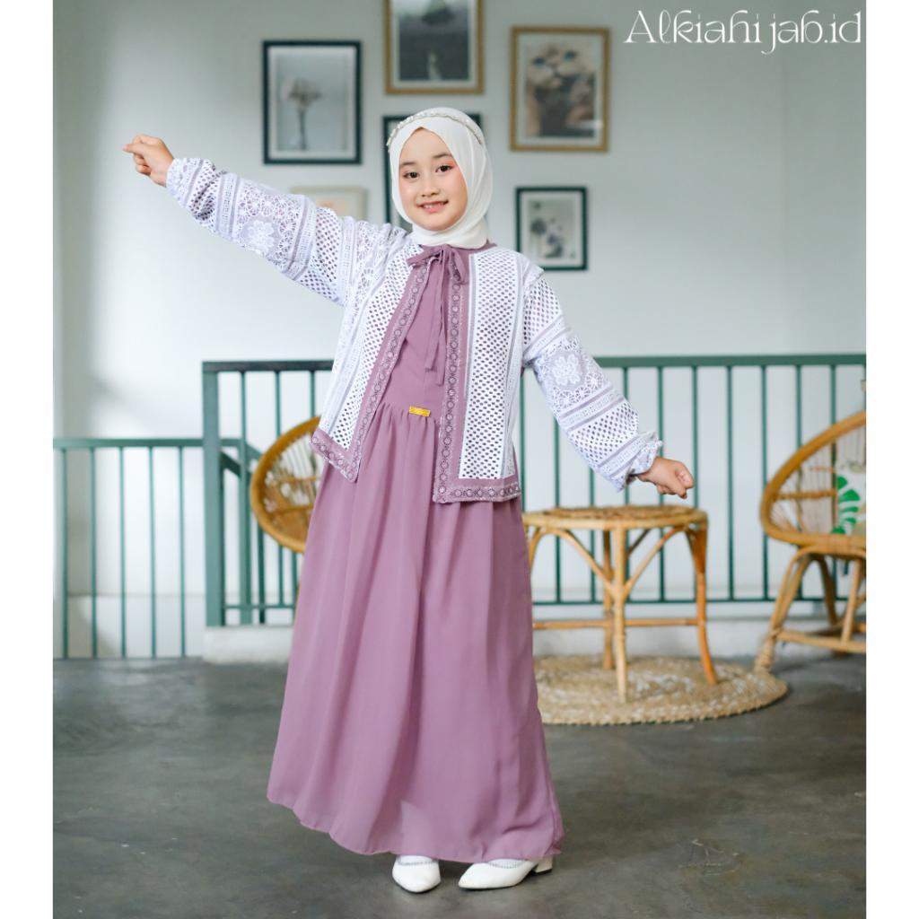 BAJU ANAK PEREMPUAN 10-12 -13-14TAHUN ZAHWA SYARI KIDS SETELAN BAJU  GAMIS HIJAB ANAK TERBARUceruty 