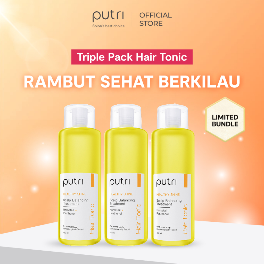 TRIPLE DEALS ANTI KUSAM Putri Healthy Shine Hair Tonic 450ml x 3pcs | Hair Tonic Wangi Tahan Lama| H