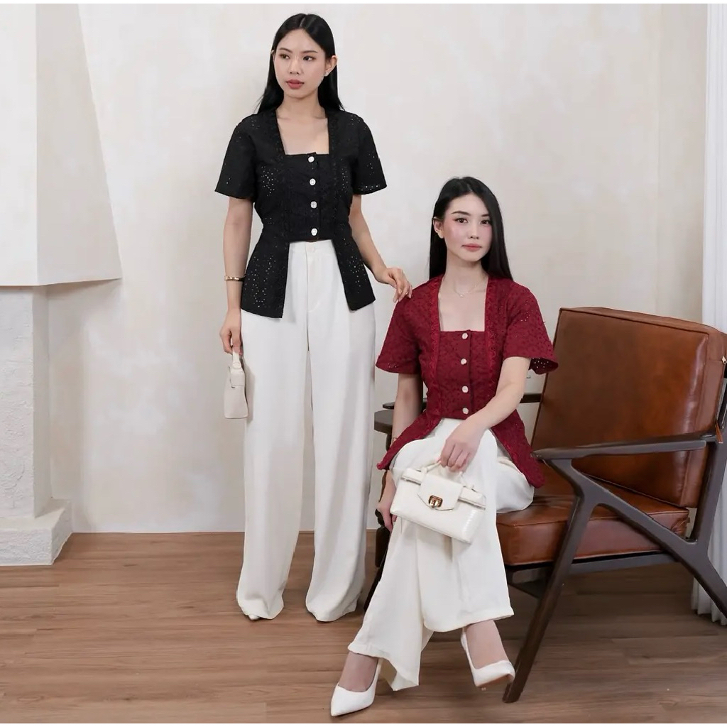 Kebaya Modern Katun Bolong Wanita Stylish