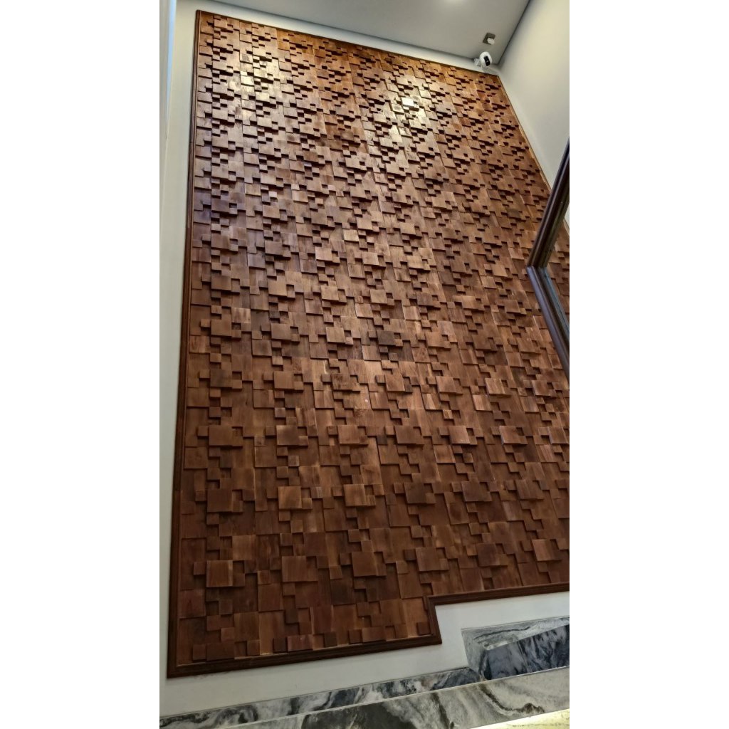 Sukayu.id Panel Dinding Absrak Besar || Wood Panel || Kayu Jati Solid