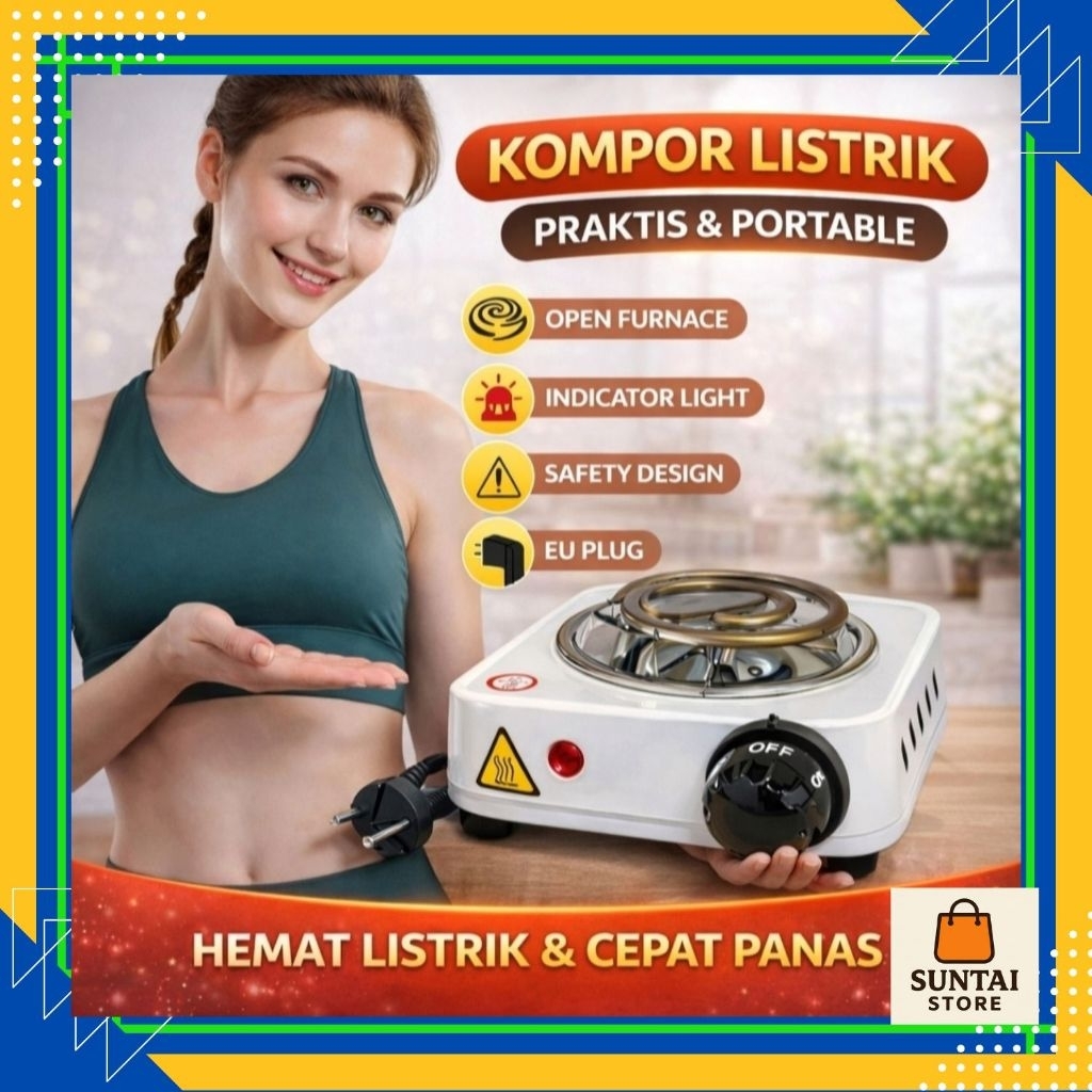 Kompor Listrik Mini Portable Open Furnace 5 Pengaturan Tingkat Panas Api - Electric Stove Hot Plate 