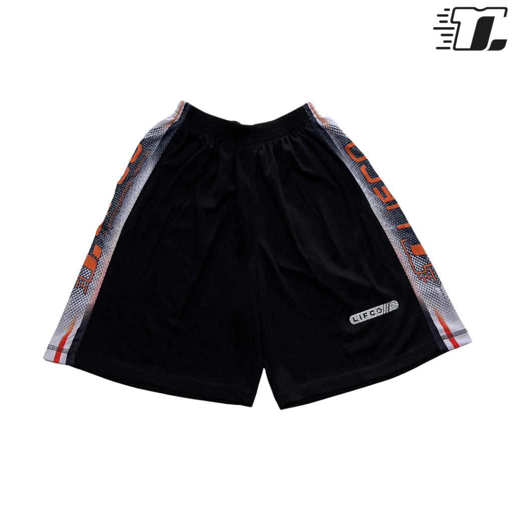 Celana Voli Pria Lifco Crofle Print Samping Putih Orange | Celana Sport Cowok Bahan Crofle