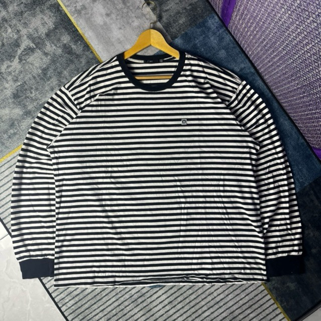 KAOS LONGSLEEVE OBEY STRIPE BLACK WHITE SECOND