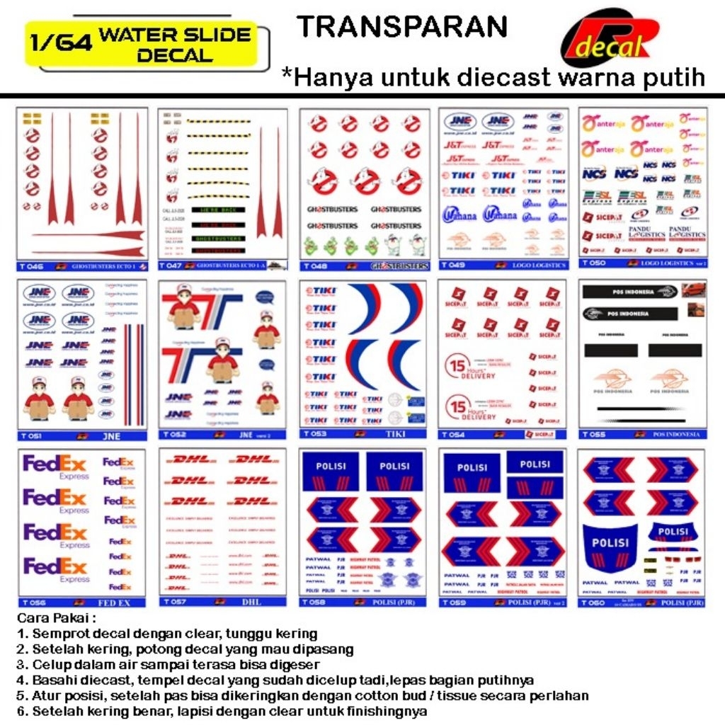 Decal Hotwheels Transparan Ghostbusters,jne,dhl,polisi pjr