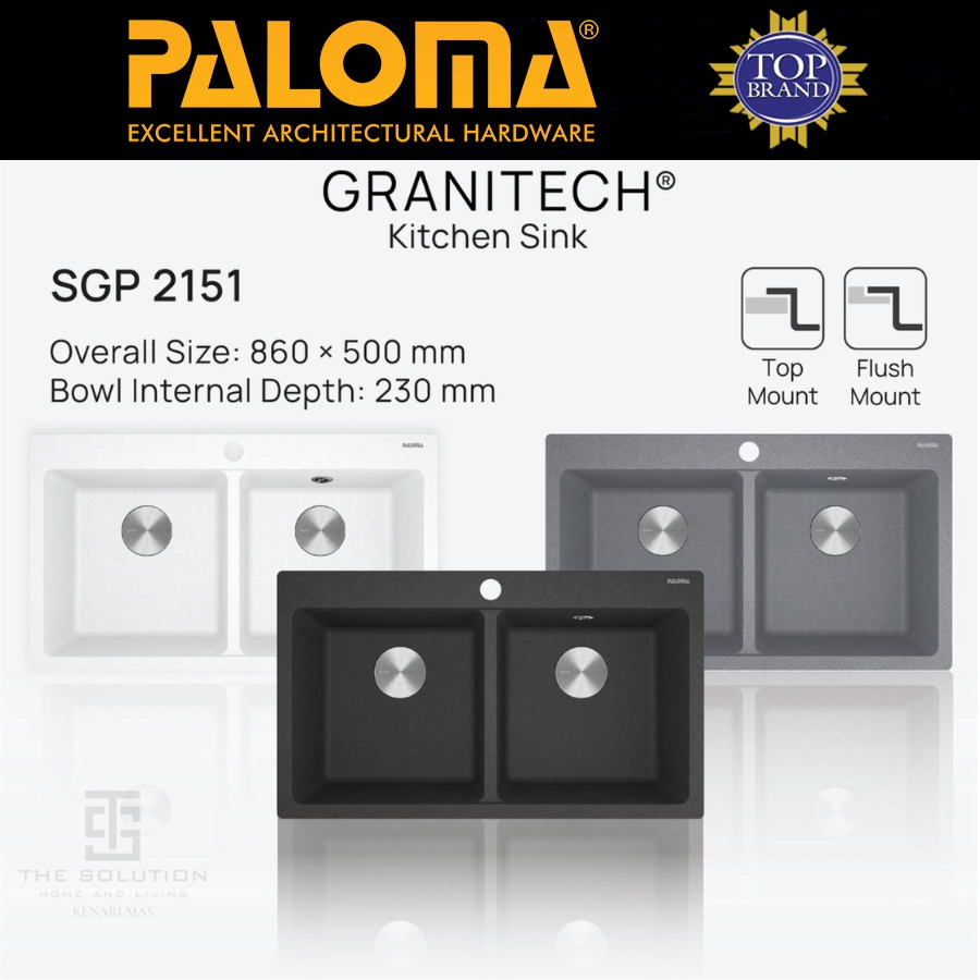 PALOMA SGP 2151 Kitchen Sink Granite Tech Bak Wastafel Cuci Piring Dapur 2 Lubang
