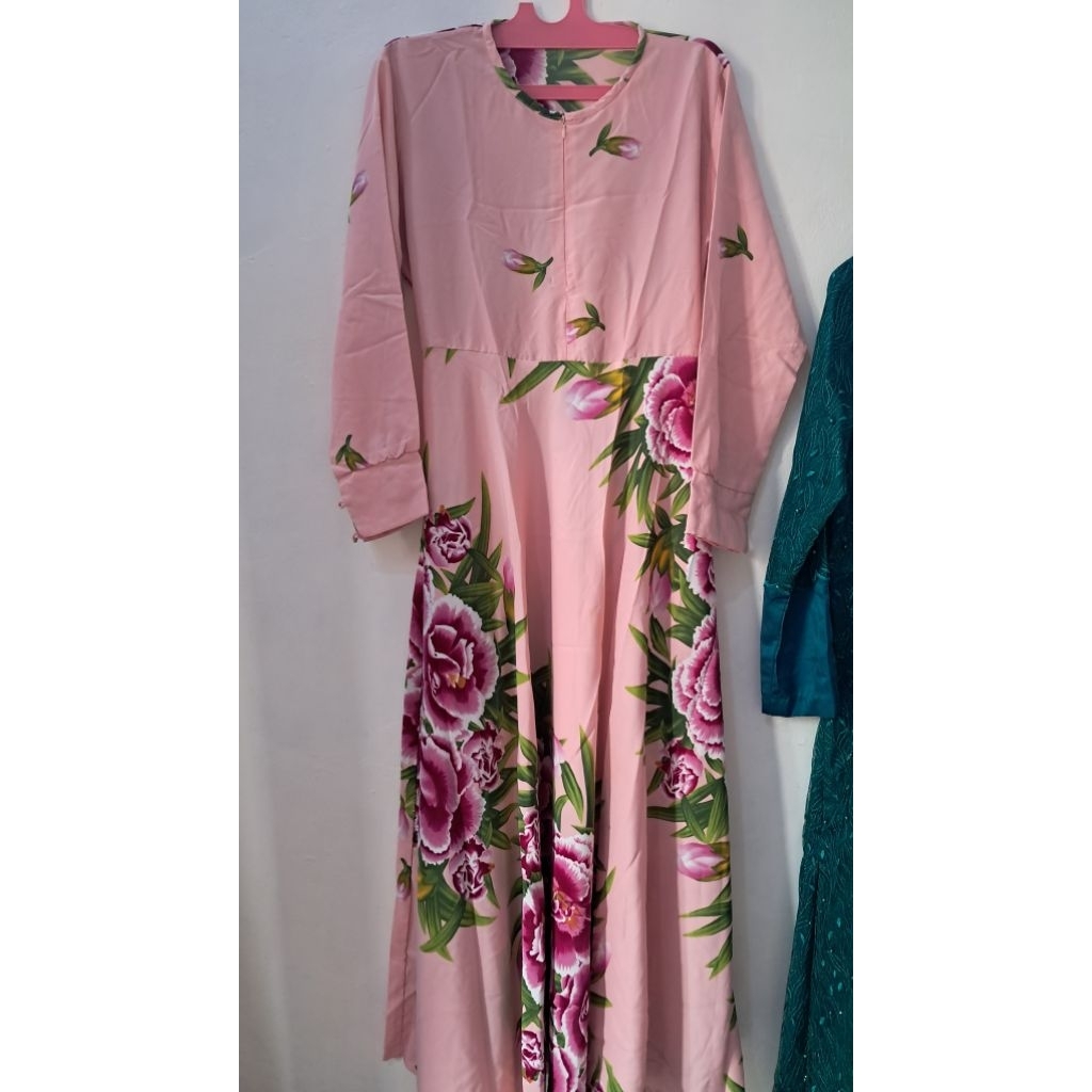 Baju Gamis Muslim Wanita Ukuran XL Warna Pink - Preloved / Bekas