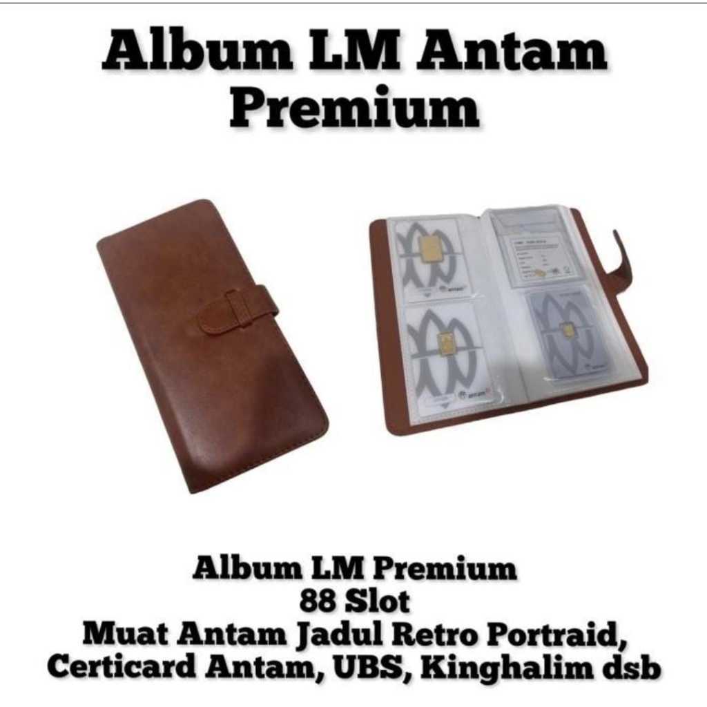 PRELOVED Dompet Emas Album Logam Mulia Tempat Antam Kartu Bahan Kulit Premium Coklat