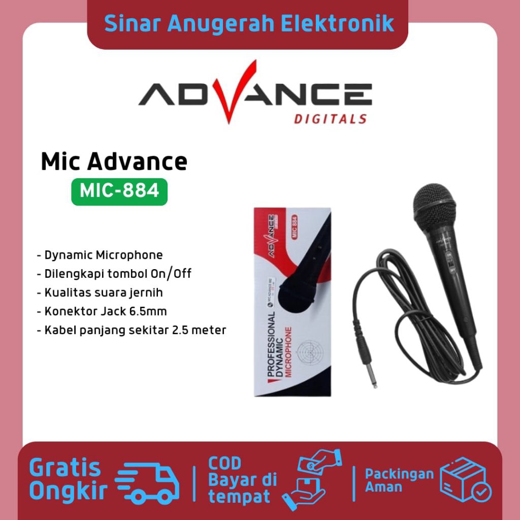 BISA COD ADVANCE Mikrofon Kabel Profesional Karaoke MIC-884 / MIC 884 Garansi Resmi